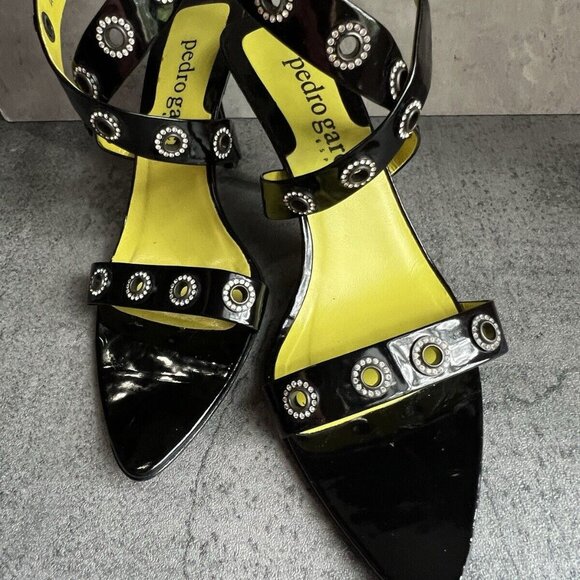 Pedro Garcia Shoes - PEDRO GARCIA Black Patent Leather Sandals Heels Size 9.5